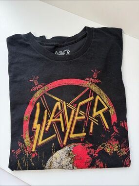 Slayer Men's Black Graphic Short Sleeve Band Tee
